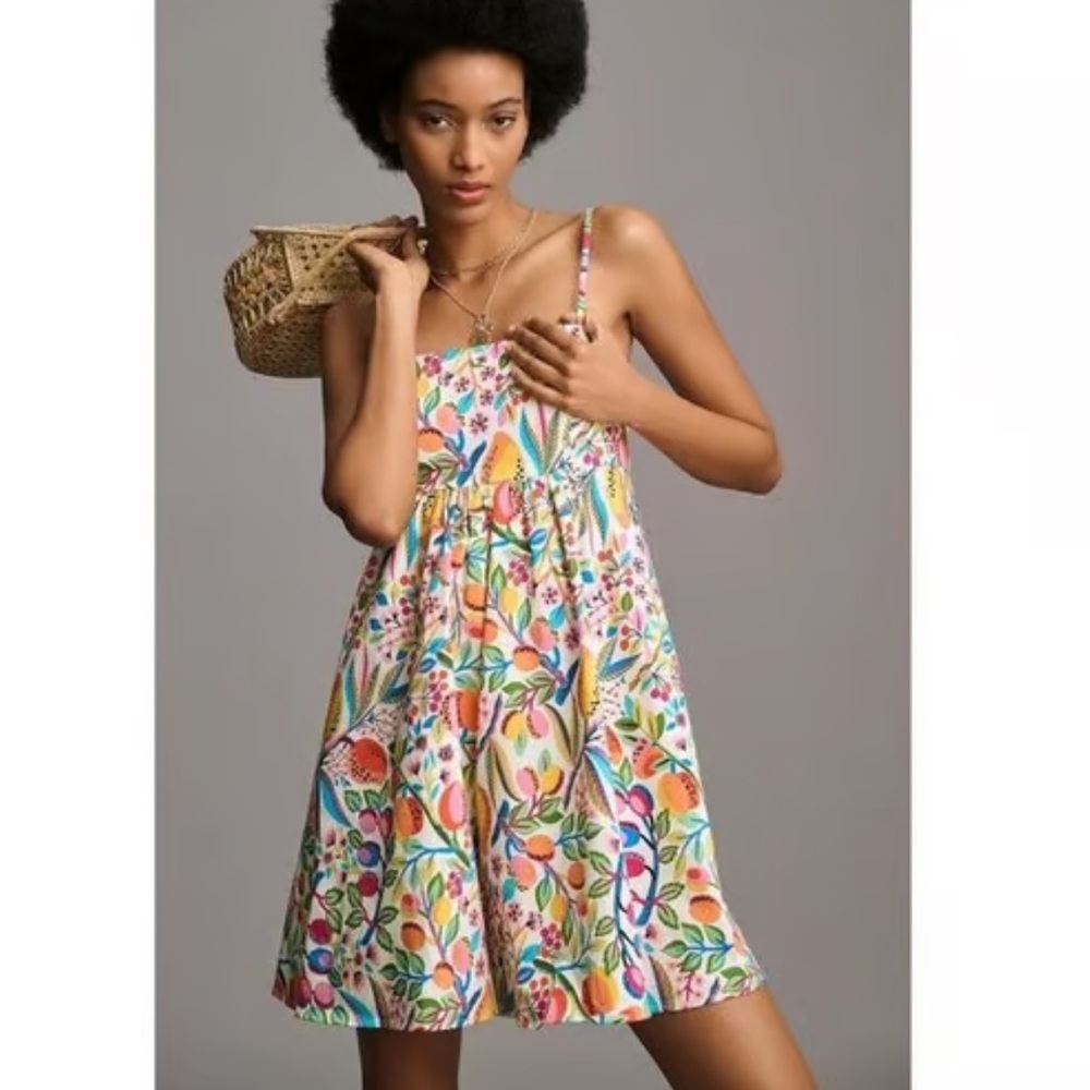 Anthropologie Multicolor Floral Print Sleeveless Romper
